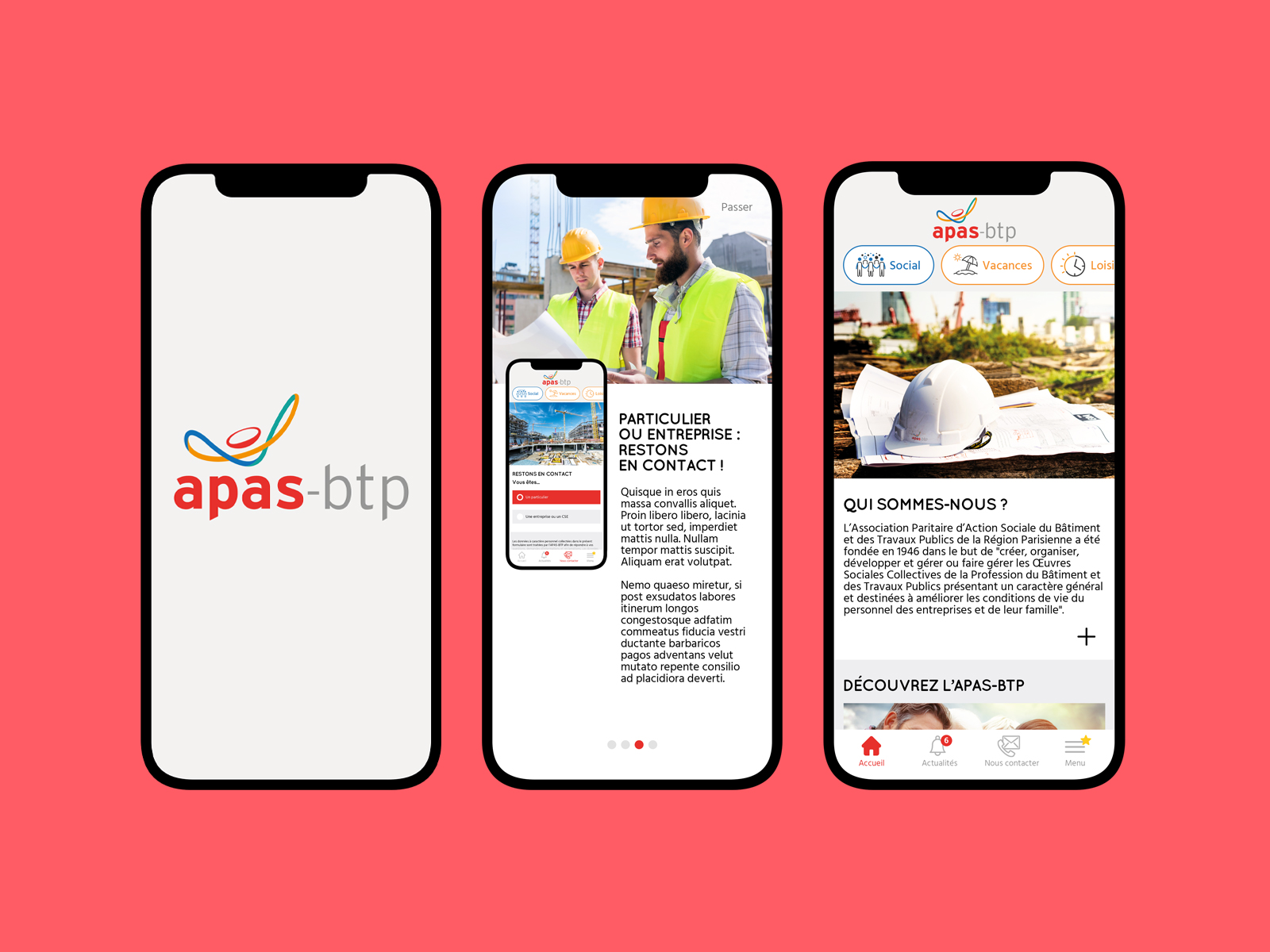 Application mobile APAS-BTP - UI/UX design